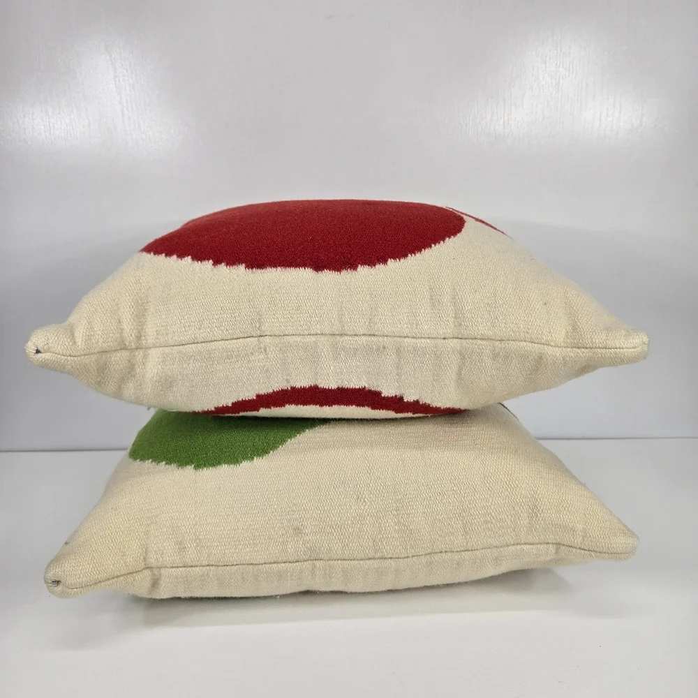 VTG Rare Jonathan Adler Intarsia Pear And Apple Throw Pillows Double Sided Fruit